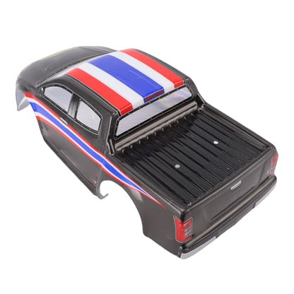 1/10 Scale RC Car Body Cover, Painted Polycarbonate Truck Bodies, Flag Pattern RC Cover for 26cm Wheelbase, Ideal for Cars & Trucks (Black) - color: Black