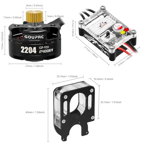 GOUPRC Upgarde Transparent 2204 2400KV Brushless Outrunner Motor with Mount & 30A Brushless ESC Combo Kit for SCX24 Axial 1/24 Remote Control Crawler Truck Car - color: Clean Mount 3pcs