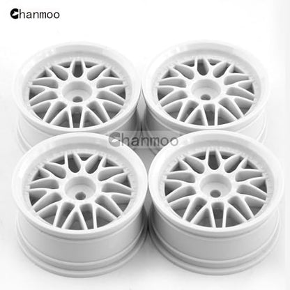 1/10 RC On Road Wheels Hubs 12mm Hex Hard Plastic Drift Rims for 1:10 Scale Rally Racing Car Tires Tamiya TT01 TT02 XV01 A959 PTG2 144001 HPI KYOSHO HSP PTG2 Touring Street Tyres 4PCS (White) - color: White