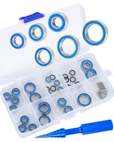 RC Bearings Kit Upgrades Part for 1/10 Slash 4X4/Stampede 4X4/Rustler 4×4/Telluride/Rally,Rubber Sealed Precision Ball Bearings,Navy Blue - color: Navy Blue - (1 Set)