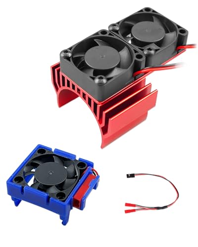 VXL-3s ESC Cooling Fan and Motor Dual Fan, Compatible with Traxxas Slash 4×4 VXL/Rustler 4X4 VXL/Stampede 4X4 VXL/Hoss 4×4 VXL/Velineon VXL 3s Cooling Fan, Red - color: Red