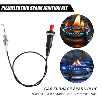 1pcs Piezo Igniter with Spark Ignition, Grill Igniter Replacement | Metal Propane Push Button Threaded Electrode for Gas Fireplace Oven Heater BBQ Torch Kitchen Outdoor Practical Accessories