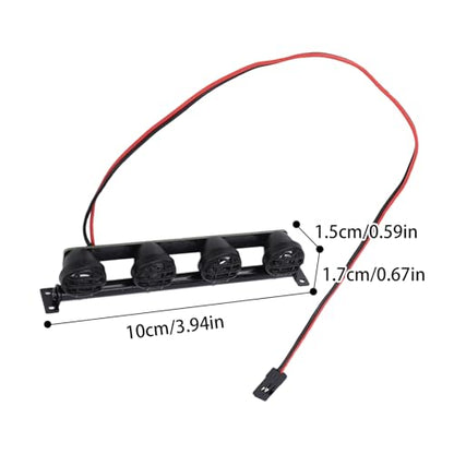 Jiawu RC Car Light Bar Kit, 4 LEDs Lights Roof Lights, Headlight Universal for 1/12 1/14 /16/18 RC Crawler Off Road Car Truck Accessories, Pre Wired Plug and Play