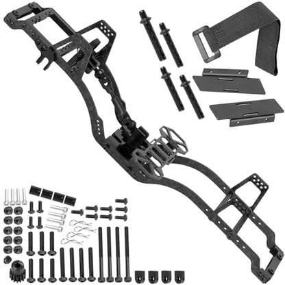 RC Carbon Fiber LCG Chassis Frame Upgrades Part for 1/10 SCX10 SCX10 II Capra 1.9 UTB & Other DIY Builds RC Crawler,Front Mounted Transmission LCG Chassis Kit,Cab Body Mount Brace,Black - color: Black - (Carbon Fiber)