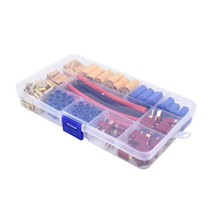 102pcs XT60 / XT90 / EC3 / EC5 / T-Plug Deans /3.5mm Banana Plug Male Female Connectors Adapter with Heat Shrink Tubing for RC ESC Lipo Battery Motor Accessories