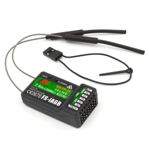 FS-iA6B 6CH 2.4GHz AFHDS 2A Receiver for RC Drone，Fixed-Wing&Car | Dual-antenna diversity, i-BUS/S.BUS/PPM/PWM outputs, 4-8.4V wide voltage, telemetry expandable, works with FS-i6/i6X/GT2E