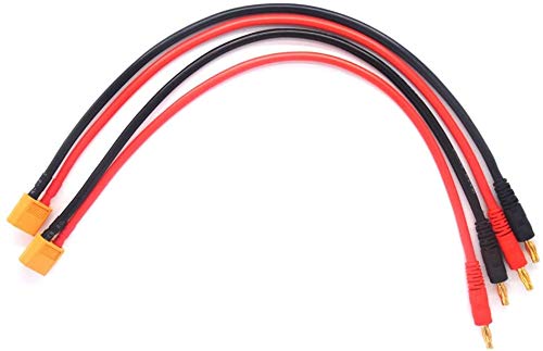 2pcs XT60 Male Connector to 4mm Bullet Connector Banana Plug RC Battery Charging Cable Adapter with 11.8inch 14AWG Silicone Wire for RC Helicopter Quadcopter Lipo Battery DJI Phantom - size: XT60 Charge Cable