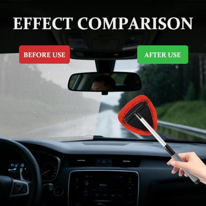Windshield Cleaning Tool, Car Window Cleaner, Vehicle Window Cleaner with Extendable Handle & 2 Washable Microfiber Pads, Car Interior Glass Wiper Cleaning Kit for Most Vehicles (StyleB) - color: StyleB