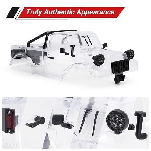 AMK TRX4M Clear Body Shell Kit for 1/18 RC Crawler TRX4M Bronco Defender Upgrade Parts with Decorative Accessories