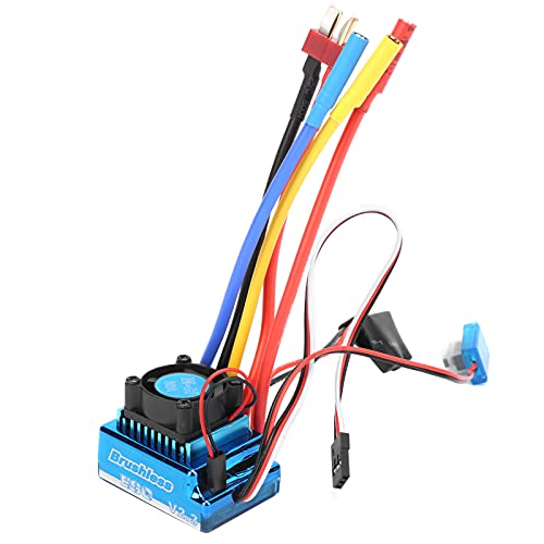 80A Brushless ESC Electric Speed Controller, Waterproof Brushless ESC for 1/10 1/12 RC Car and Boat, Sensorless Compatible with Cooling Fan Removal for Underwater Use