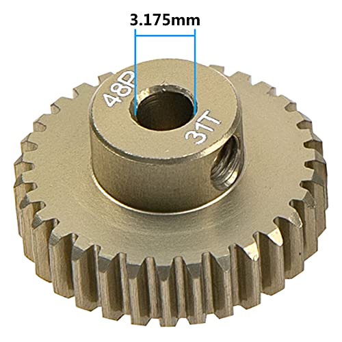 ShareGoo 7075 Aluminum Alloy 48P 3.175mm Pinion Gear Sets 28T 29T 30T 31T Motor Gears Fit 3.175mm (1/8-Inch) Shaft Compatible with HPI Losi Axial Traxxas Tamiya 1/10 RC Car,4Pack