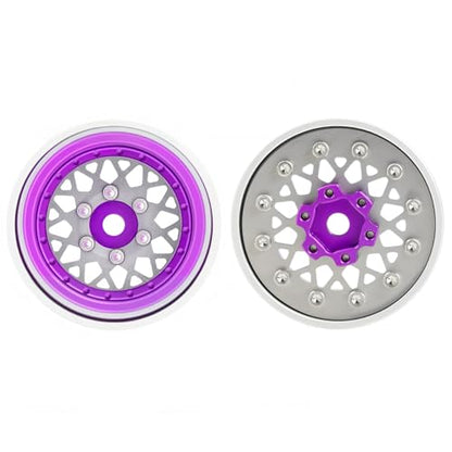 4PCS Deep Dish Grade 5 Titanium Wheel Face 1.0 Inch Beadlock Wheels Hubs for 1/24 Axial SCX24 TRX4M FCX24 Redcat Ascent-18 HPI Venture18 1/18 RC Crawler Car Upgrade Parts - color: Purple