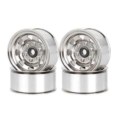 4PCS 1.55 inch Metal Beadlock Wheel Hub RC Car Aluminum Alloy Wheel Rim for 1/10 RC Crawler Car for Axial 90069 D90 TF2 Tamiya CC01 CC02 LC70 LC80 MST(Silver) - color: Silver