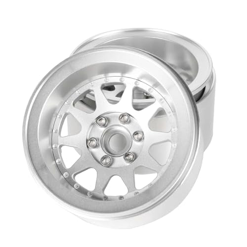 Aluminum 2.2" Beadlock Wheel Offset -10mm Metal Rims for SCX10 RR10 TRX4 VS4-10 Gen8 1/10 RC Crawler Car Upgrade Parts (10-Spoke, Silver) - color: 10-spoke, Silver