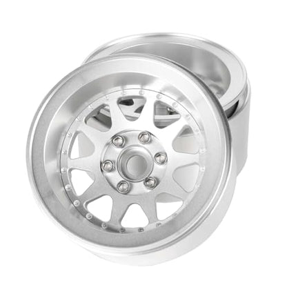 Aluminum 2.2" Beadlock Wheel Offset -10mm Metal Rims for SCX10 RR10 TRX4 VS4-10 Gen8 1/10 RC Crawler Car Upgrade Parts (10-Spoke, Silver) - color: 10-spoke, Silver