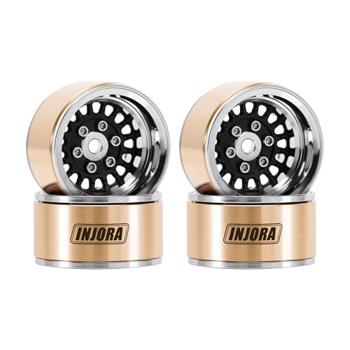INJORA ModuWheel 1.0" Aluminum Wheel Offset -4.4mm for 1/18 1/24 RC (Black) - color: Black