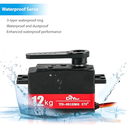 12kg Low Profile Servo 270 TD-9512MG RC Digital Servo Waterproof Full Metal Gear High Speed for 1/8 1/10 RC Car Helicopter Tail Robot - size: Semi-metal 270°