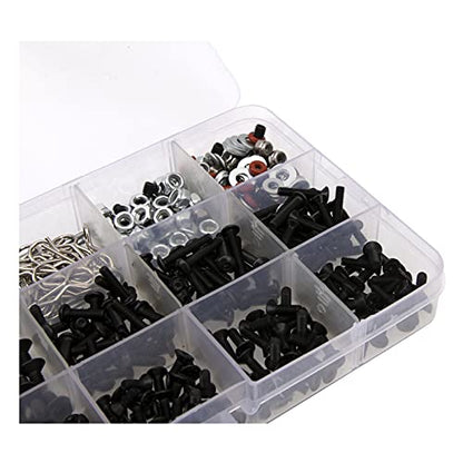 500Pcs Universal RC Screws Kit Repair Tool M3 M4 Screw E Buckle Hardware Fasteners Compatible with HSP Axial SCX10 Traxxas Arrma Losi 1/8 1/10 1/12 RC Cars Trucks Crawler
