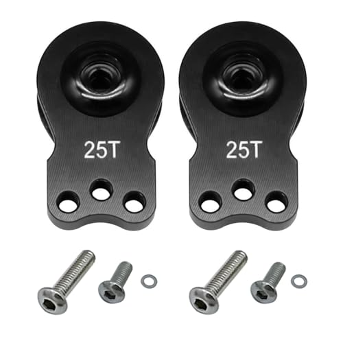 2Packs Aluminum 25T Servo Saver 3 Holes Adjustable Hi-Torque Servo Horn Compatible with 1/8 1/10 RC Car Crawler SCX10 Boat Capra TRX4 TRX6 RC Boat Parts (Black)