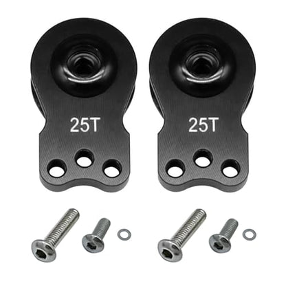 2Packs Aluminum 25T Servo Saver 3 Holes Adjustable Hi-Torque Servo Horn Compatible with 1/8 1/10 RC Car Crawler SCX10 Boat Capra TRX4 TRX6 RC Boat Parts (Black)