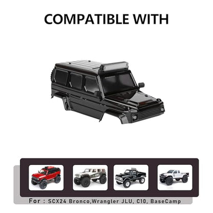 SCX24 Body Magnetic Stand with Lights for SCX24 Upgrades | PC Front and Rear Body for SCX24 Bronco JLU C10 Basecamp 1/24 RC Crawler - style: Black