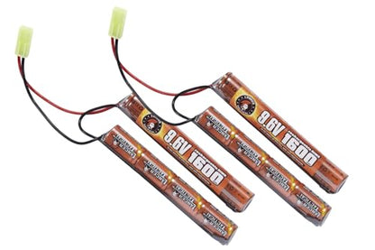 Lancer Tactical Nimh Airsoft Battery Compatible with Lancer AEG Airsoft,Pack of 2 (9.6V,1600 mAh Nunchuck)