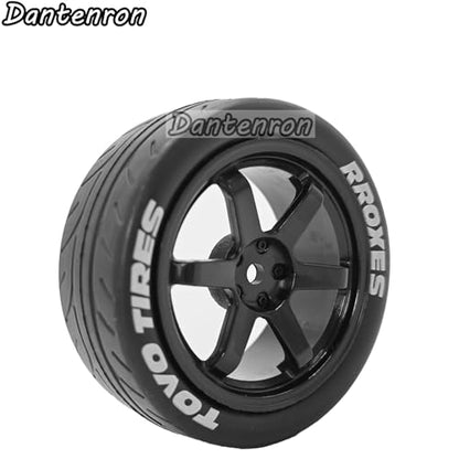 1/10 RC On Road Tires OD 68mm and Hard Plastic Street Wheels 12mm Hex Touring Tyres for 1:10 Rally Racing Drift Car Tamiya TT01 TT02 XV01 HPI KYOSHO HSP PTG2 Traxxas TA06 A959 4PCS (Black) - color: Black
