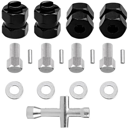 4 Pieces Aluminum Extended 7mm Hex Wheel Hubs 8mm Thick Wheel Spacers Offsets for Axial SCX24 AXI90081 Deadbolt AXI00002 Jeep Wrangler, AXI00001 C10, AXI00004 (Black) - color: Black
