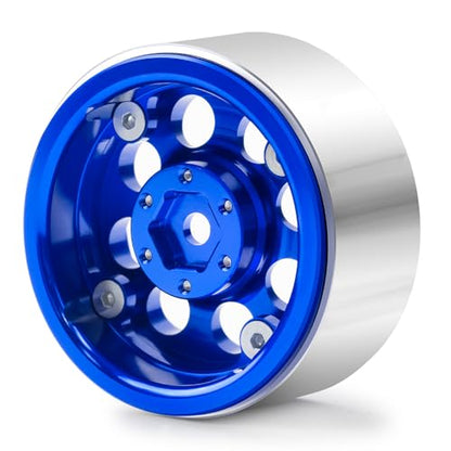 1.3 Beadlock Wheel Rims for SCX24 TRX4M Upgrade 1/24 1/18 RC Crawler Car (Blue) - color: Blue