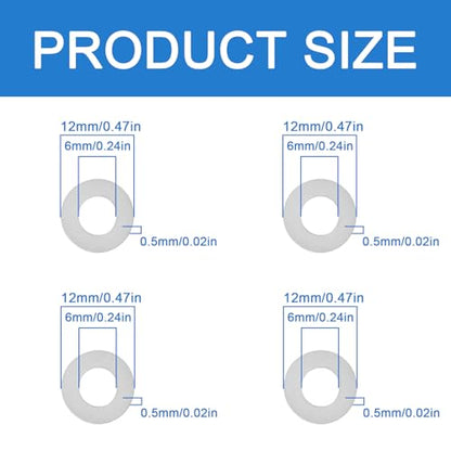 M6x12mm Precision Shim Washers for Shaft Alignment, 304 Stainless Steel | 0.1, 0.2, 0.3 and 0.5mm thin spacers for M6 metric bolts, mechanical fastening, component spacing and machinery setup - size: M6X12