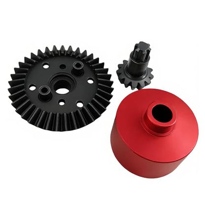 Steel Differential Gear Set for Granite Senton Big Rock Typhon 3S BLX (Red) | Diff Case,37T,13T Input Gear,Planet Gears,Outdrives,1/10,1/8,Upgrade Kit,High Strength,Precision Fit - color: Red