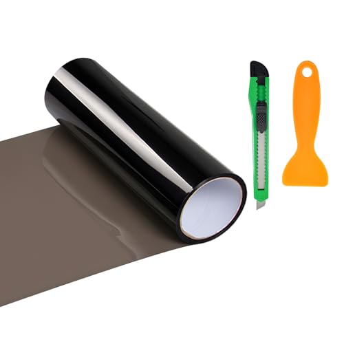 Car Headlight Vinyl Film, 48"×11.8" Self-Adhesive Car Headlight Tint Sticker with Squeegee & Cutter, Waterproof Wrap Film Roll for Vehicle Headlights Taillights Fog Lights (Light Black) - color: Light Black