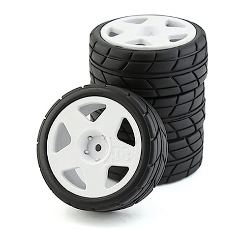 1/10 RC Racing Rally Tires 12mm Hex Wheels Rims and Rubber On Road Tyres for 1/10 RC On-Road Car HPI KYOSHO Tamiya XV01 XV02 TA06 TT01 TT02 PTG2 144001 A959 RC Rally Drift Car 4PCS (White B) - color: White B