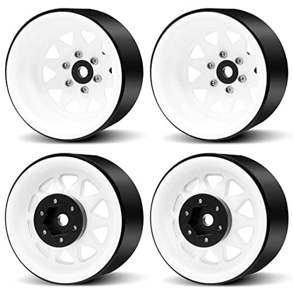 OGRC 1.9" Beadlock Wheels for SCX10 TRX4 VS4-10 Gen8 MST CFX 1/10 Crawler | Offset -8.9mm, Aluminum, 12mm Hex, for for TRX4 SCX10 Redcat GEN7 GEN8 RC4WD D90 Crawler, White - color: White