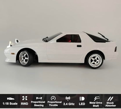 1/18 RC Drift Car with Gyro LDRC Drift Car RWD Proportional Control | Hobby RC Car Drifting and Race with ESP Gyroscope Metal Drive Shaft Independent Suspension Adult LD1802