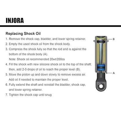 INJORA 53mm Aluminum Threaded Oil Shocks for 1/18 TRX4M, Black Silver - color: Black
