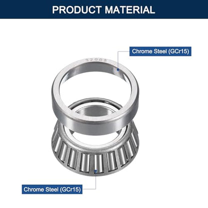 2 Pack 32005 Tapered Roller Bearing Cone and Cup Set | 25mm Bore 47mm OD 15mm Cup Width, Chrome Steel Taper Bearings Set, ABEC-3 - size: 32005