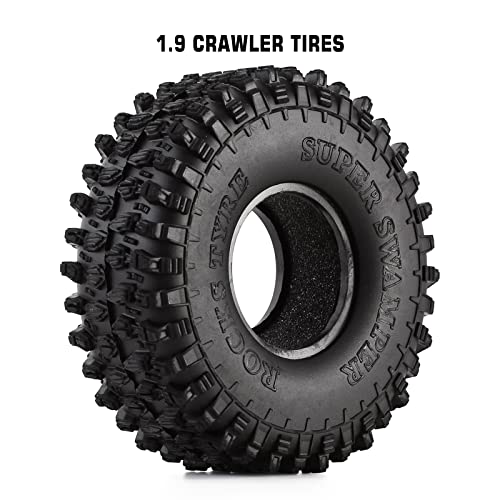 INJORA 1.9" Rubber Rocks Tires for 1:10 RC Rock Crawler Axial SCX10 90046 AXI03007 D90 D110 TF2 Traxxas TRX-4
