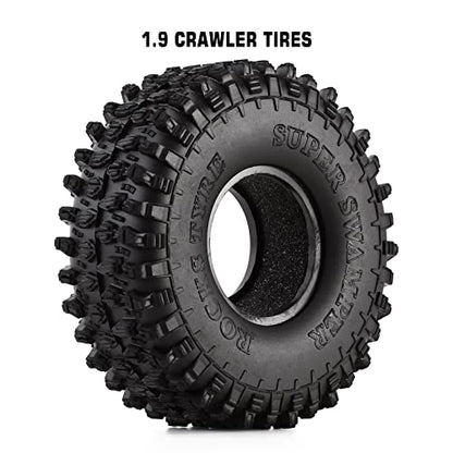 INJORA 1.9" Rubber Rocks Tires for 1:10 RC Rock Crawler Axial SCX10 90046 AXI03007 D90 D110 TF2 Traxxas TRX-4