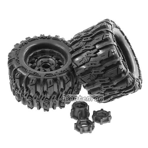 Dantenran 1/8 1/7 RC Monster Truck Tires OD 6.69" And Wheels 12mm 14mm 17mm Hex For 1:7 1:8 1:10 Off Road Truck Car Traxxas Maxx Tmaxx Summit ERevo 3.3 Arrma KRATON Notorious Outcast 6S Typhon 3S (L3)
