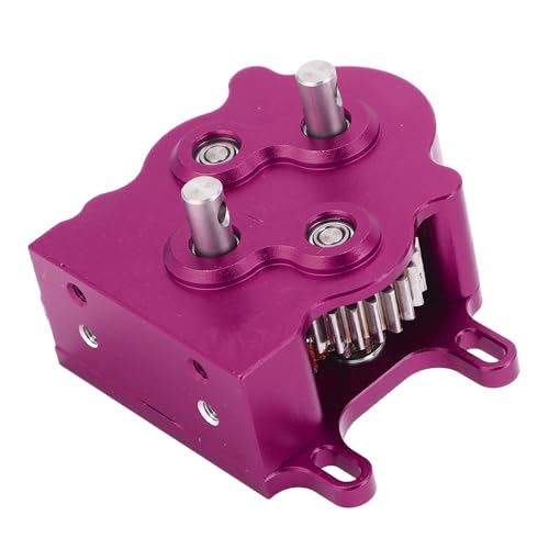 RiToEasysports RC Car Gearbox, Dual Outer Rotor Motor Transmission Assembly with POM Skid Plate, for SCX10 1/10 Scale RC Crawler Car (Purple) - color: Purple