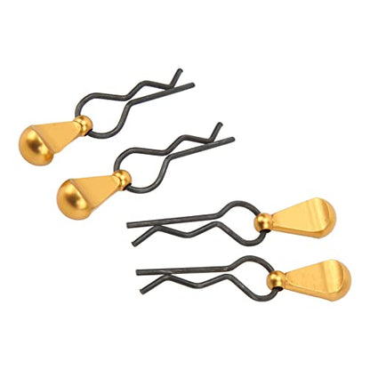 RC Body Clips R Pins Metal RC Car Body Clips Stainless Steel R , Aluminium Alloy Pull Tabs Car Assembly for 1/10 (Gold) - color: Gold