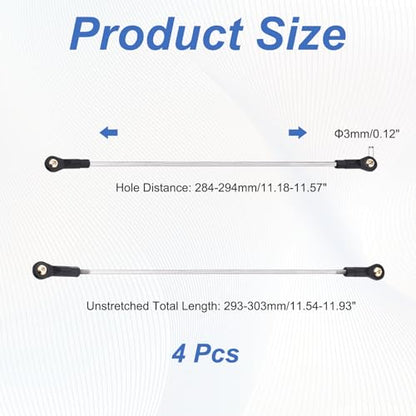MECCANIXITY 2Pcs Adjustable Turnbuckles Camber Links, 284-294mm Turnbuckle Rod Steering Servo Linkage with M3 Ball Head Rod Ends for RC Car Replace Parts DIY - size: 284-294mm