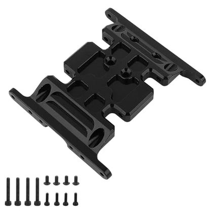 CNC Aluminum Center Frame Brace Transmission Skid Plate Gearbox Mount for AXIAL SCX10 1/10 RC Rock Crawler Metal Chassis Rail Upgrade Parts (Black) - color: Black