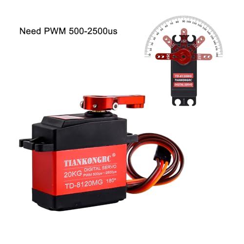TD-8120MG 20KG Digital Servo High Torque Metal Gear Waterproof 4.8-7.2V with 25T Arm for 1/10 1/8 RC Car Robot Arm (180 Degree Controllable Angle)