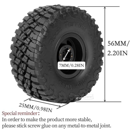 1.0in Beadlock RC Wheels and Tires for 1/18 Trx4m,1/24 SCX24 RC Crawler Car,1.0 Beadlock Rims & 1.0 Beadlock Tires,Brass Wheels Soft Sticky Rubber Tires,4PCS(Style A)