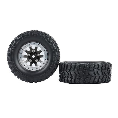 4PCS Metal Beadlock Wheel Hub Wheel Rim ＆ Rubber Tire for WPL C14 C24 C34 C44 B14 B24 B16 B36 MN MN78 D90 MN90 MN91 MN96 MN98 MN99 MN99S RC Car Upgrade Parts (Black) - color: Black