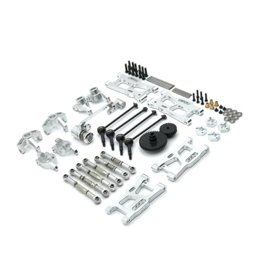 Amagogo Industrial Vehicle RC Car Parts Set with Aluminum Control Arms Link Rods Differential Gears Bearings Hardware for Handling Stability Maintenance Suitable for WLtoys 1/1, Silver - color: Silver