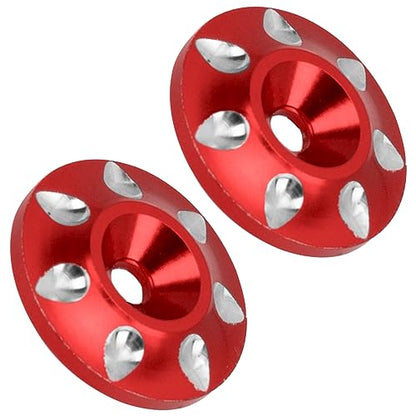RC Force Rear Spoiler High-Down Force Body Wing Tail & Metal Rear Wing Buttons Gasket Compatible with HPI HSP Redcat 1/10 RC Off Road Short Truck Buggy Car Truck (Red)