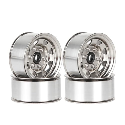 4PCS 1.55 inch Metal Beadlock Wheel Hub RC Car Aluminum Alloy Wheel Rim for 1/10 RC Crawler Car for Axial 90069 D90 TF2 Tamiya CC01 CC02 LC70 LC80 MST(Silver) - color: Silver